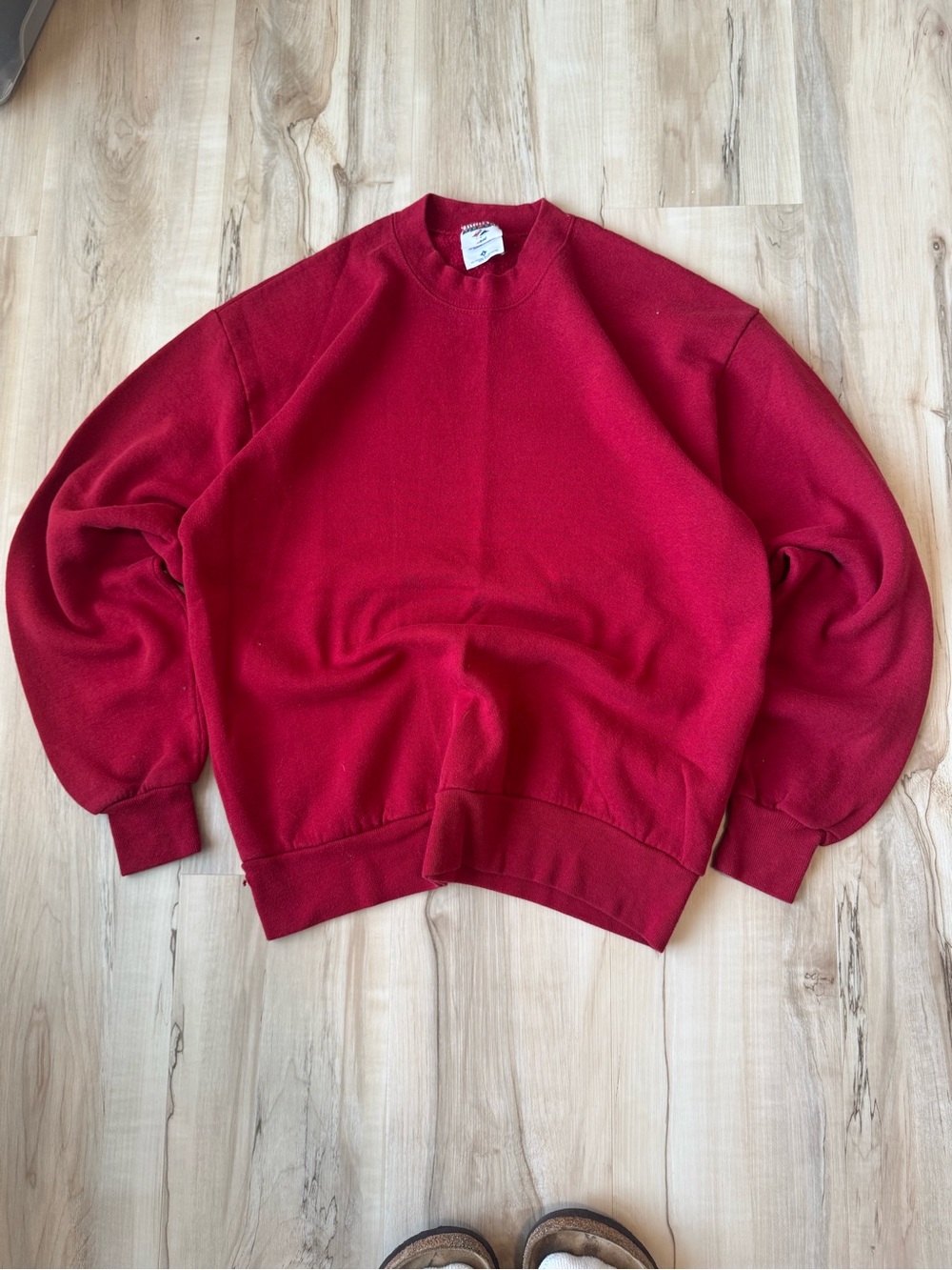 Vintage Jerzees NuBlend Red Blank Crewneck Sweatshirt Mens Large Made in USA